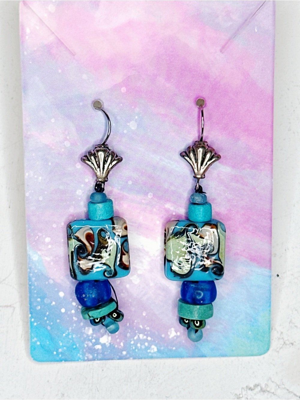 1000L. Pottery Earrings Teal